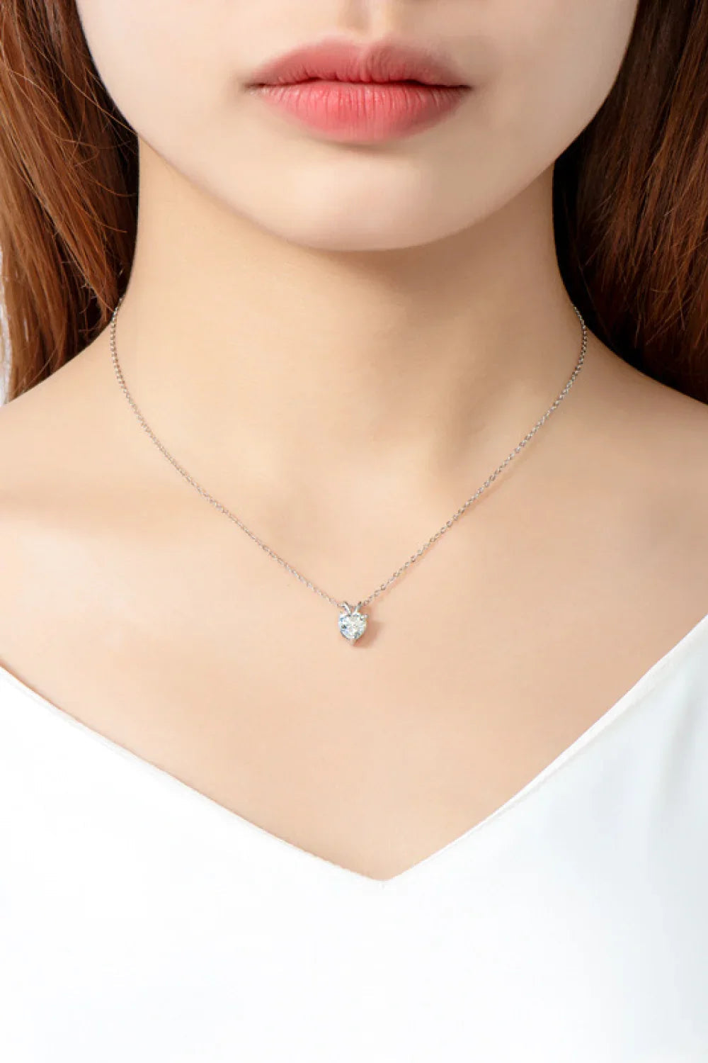 Heart Pendant Necklace - 1 Carat Moissanite Sterling Silver Velanci