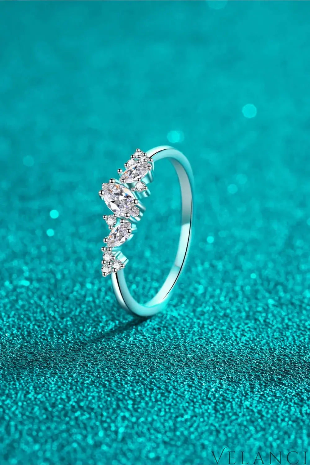 Moissanite Ring Alessia - Rhodium Plated Sparkle Shine Women's Ring Velanci