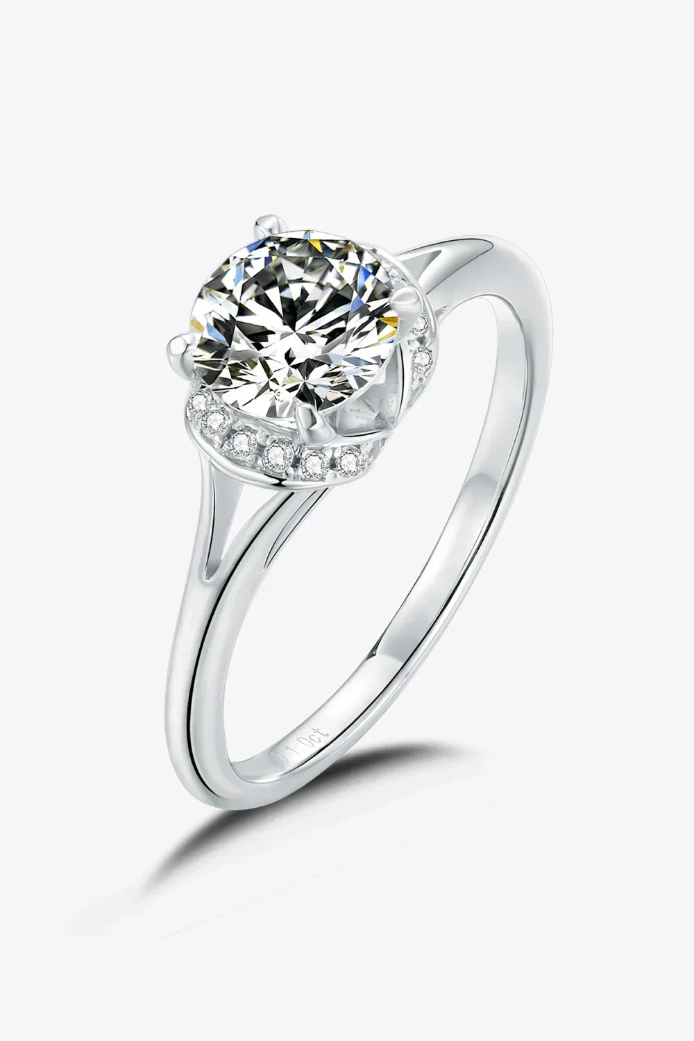 Ring Isabella - 1 Carat Moissanite, Split Shank Silver Women's Ring Velanci