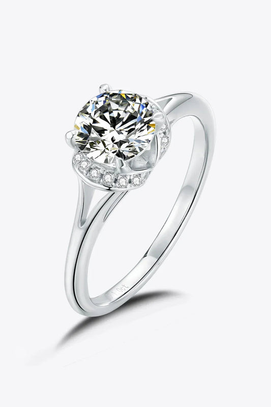 Ring Isabella - 1 Carat Moissanite, Split Shank Silver Women's Ring Velanci