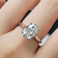 Moissanite Ring Giulia - 2.5ct Oval Solitaire Minimalist Women's Ring Velanci