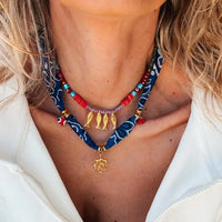 Coral And Fish Pendant Necklace - Gold Plated Coastal Charm Velanci