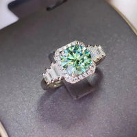 3 Carat Moissanite Silver Ring Valentina - Halo Shine Women's Ring Velanci