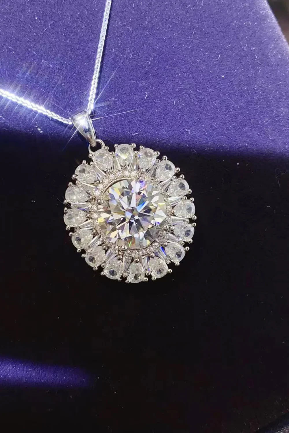 5 Carat Moissanite Platinum-Plated Sterling Silver Necklace Velanci