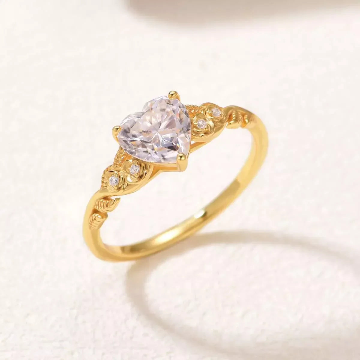 Ring Elena - 1.5ct Moissanite Heart Sterling Silver Women's Ring Velanci