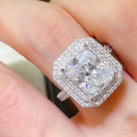 2 Carat Moissanite Ring Giulia - Sterling Halo Setting Women's Ring Velanci