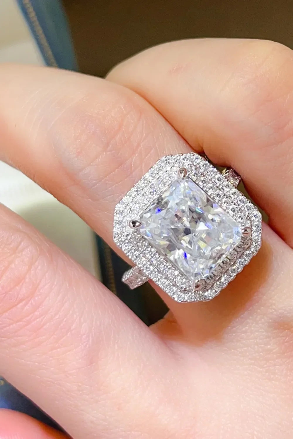 2 Carat Moissanite Ring Giulia - Sterling Halo Setting Women's Ring Velanci