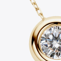 1 Carat Moissanite Pendant Necklace - Bezel Sterling Silver Velanci