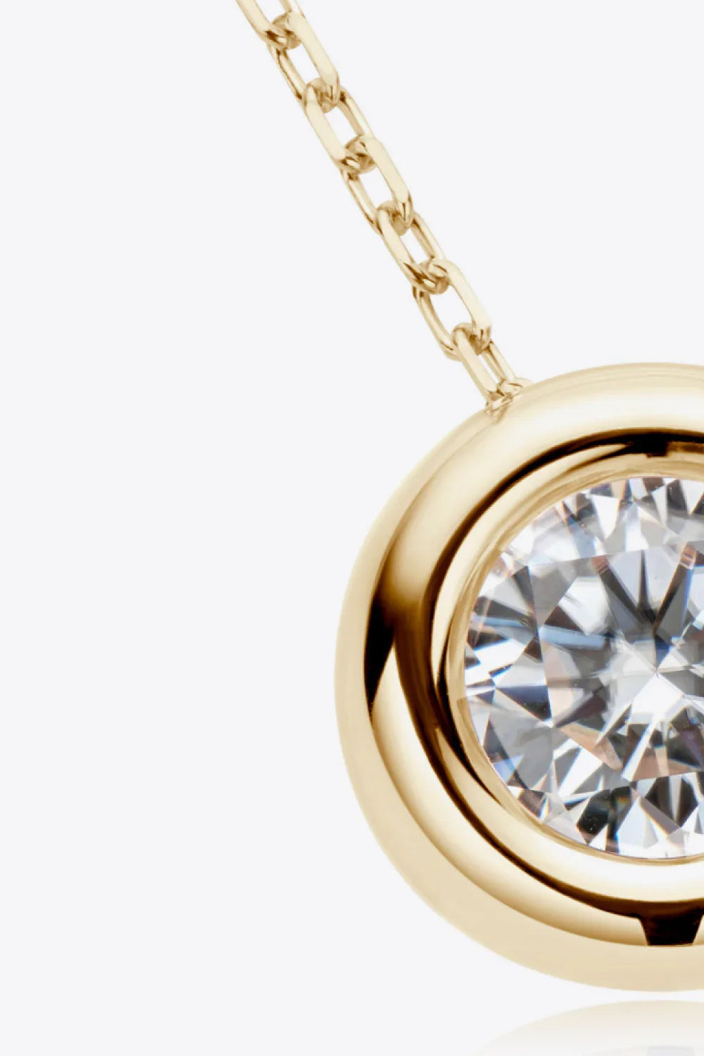1 Carat Moissanite Pendant Necklace - Bezel Sterling Silver Velanci