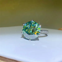 Ring Elena - 10ct Moissanite Platinum-Plated Sterling Silver Women's Ring Velanci