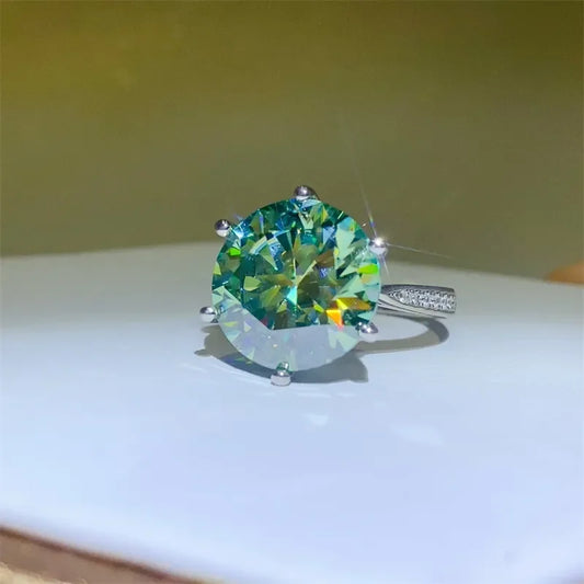 Ring Elena - 10ct Moissanite Platinum-Plated Sterling Silver Women's Ring Velanci