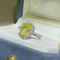 Ring Alessia - 2 Carat Moissanite Teardrop Halo, Platinum Women's Ring Velanci
