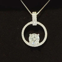 Moissanite Circle Pendant Necklace - 1 Carat Halo Design Velanci