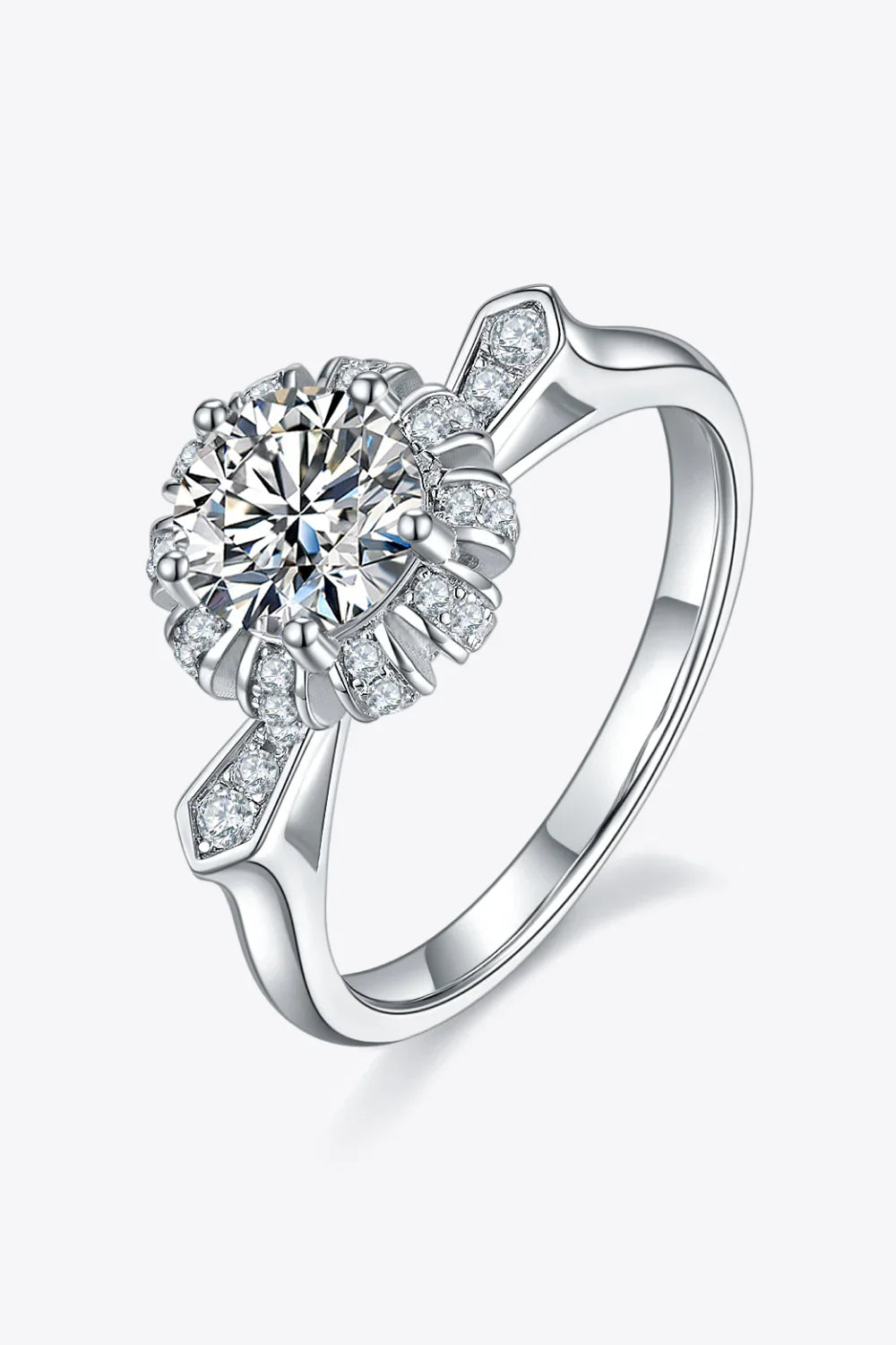1 Carat Moissanite Platinum-Plated Ring Elena - Subtle Shine Women's Ring Velanci