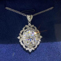Moissanite Halo Sterling Silver Necklace Velanci
