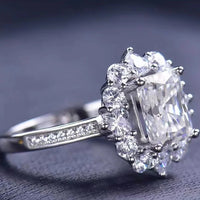 Moissanite Ring Sofia - 2 Carat Cushion Halo Sparkle Women's Ring Velanci