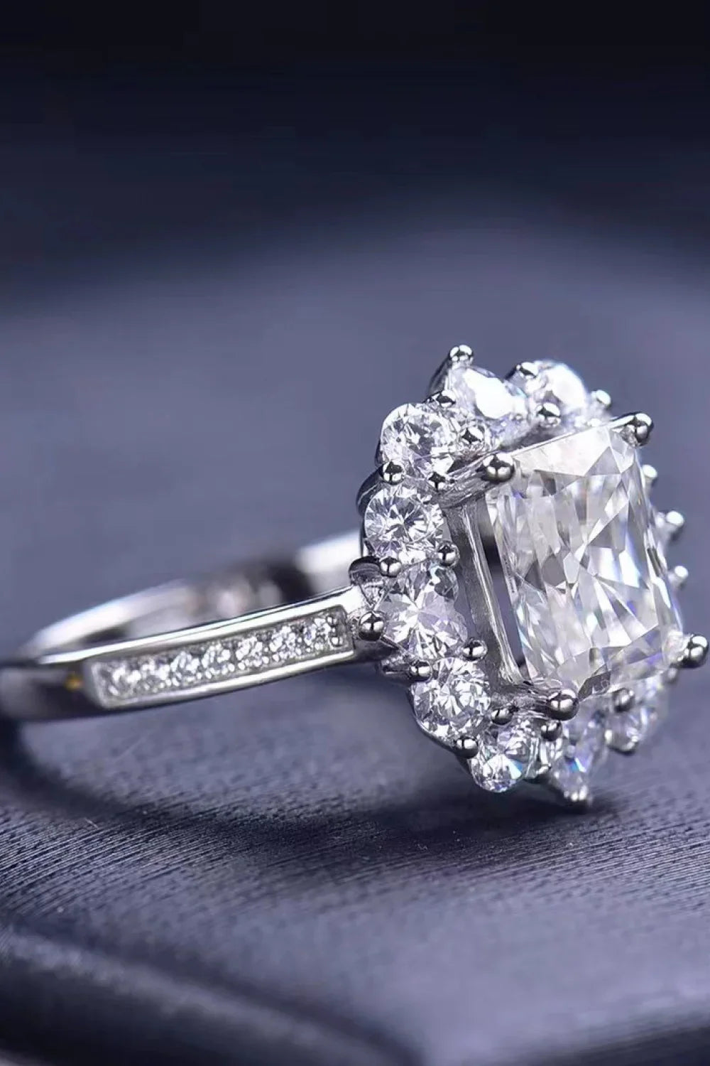 Moissanite Ring Sofia - 2 Carat Cushion Halo Sparkle Women's Ring Velanci