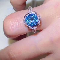 Ring Giulia - 2 Carat Cobalt Blue Moissanite SterlingSilver Women's Ring Velanci