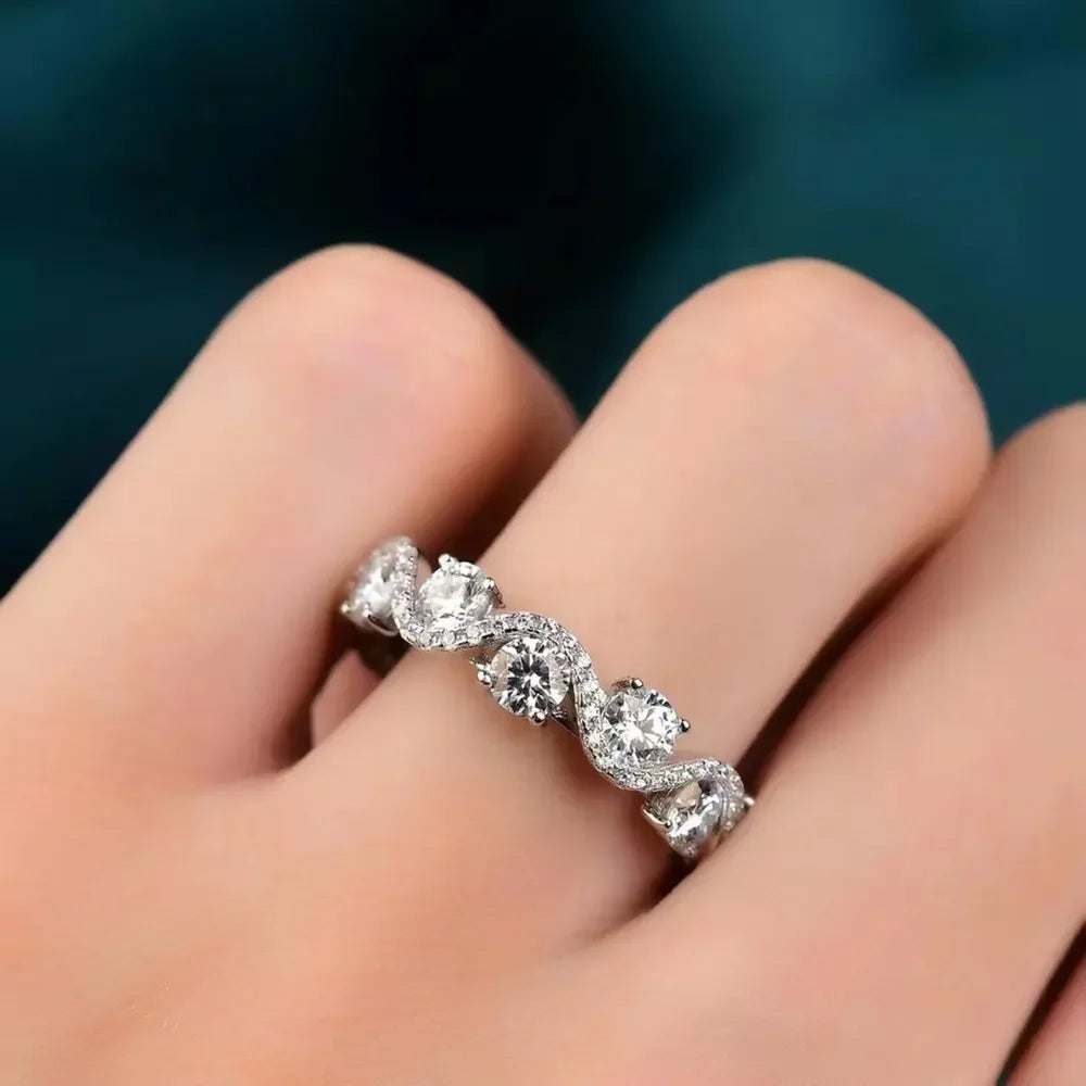 Ring Alessia - Platinum-Plated Moissanite Sterling Shine Women's Ring Velanci