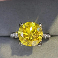 Ring Giulia - 5ct Banana-Yellow Moissanite Sterling Silver Women's Ring Velanci