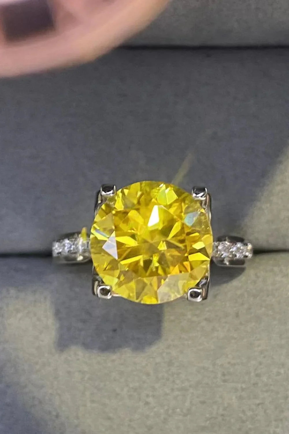 Ring Giulia - 5ct Banana-Yellow Moissanite Sterling Silver Women's Ring Velanci