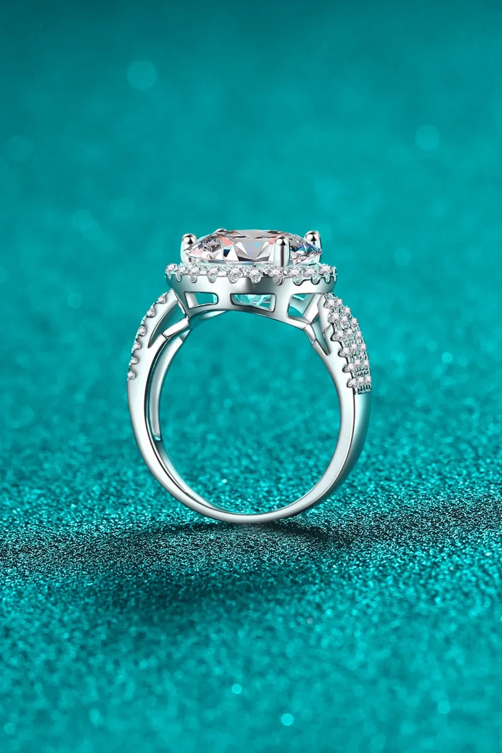 Ring Alessia - 5 Carat Moissanite Sterling Silver Halo Women's Ring Velanci