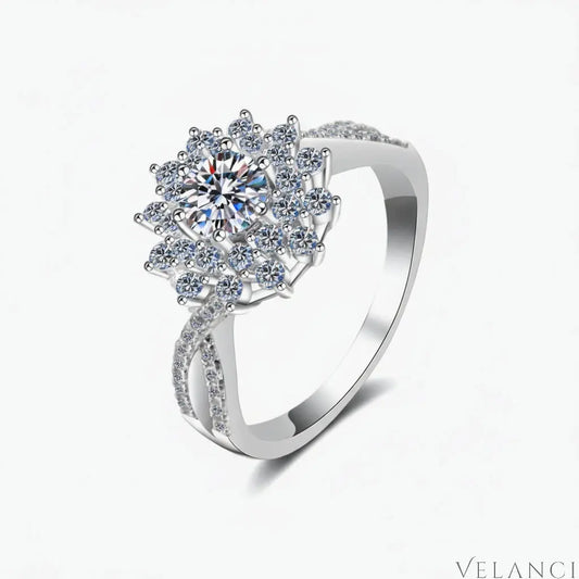 Moissanite Flower-Shape Split Shank Ring Giovanna - 0.5ct Women's Ring Velanci