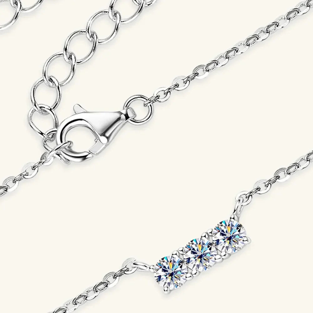 Moissanite Necklace - 18K Plated Sterling Silver Sparkle Velanci