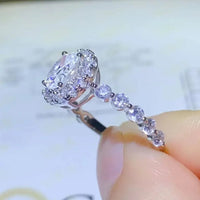 Moissanite Halo Ring Giovanna - 1ct Sterling Silver Women's Ring Velanci