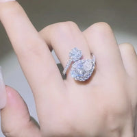 2 Carat Moissanite Silver Bypass Ring Giulia - Shine Women's Ring Velanci
