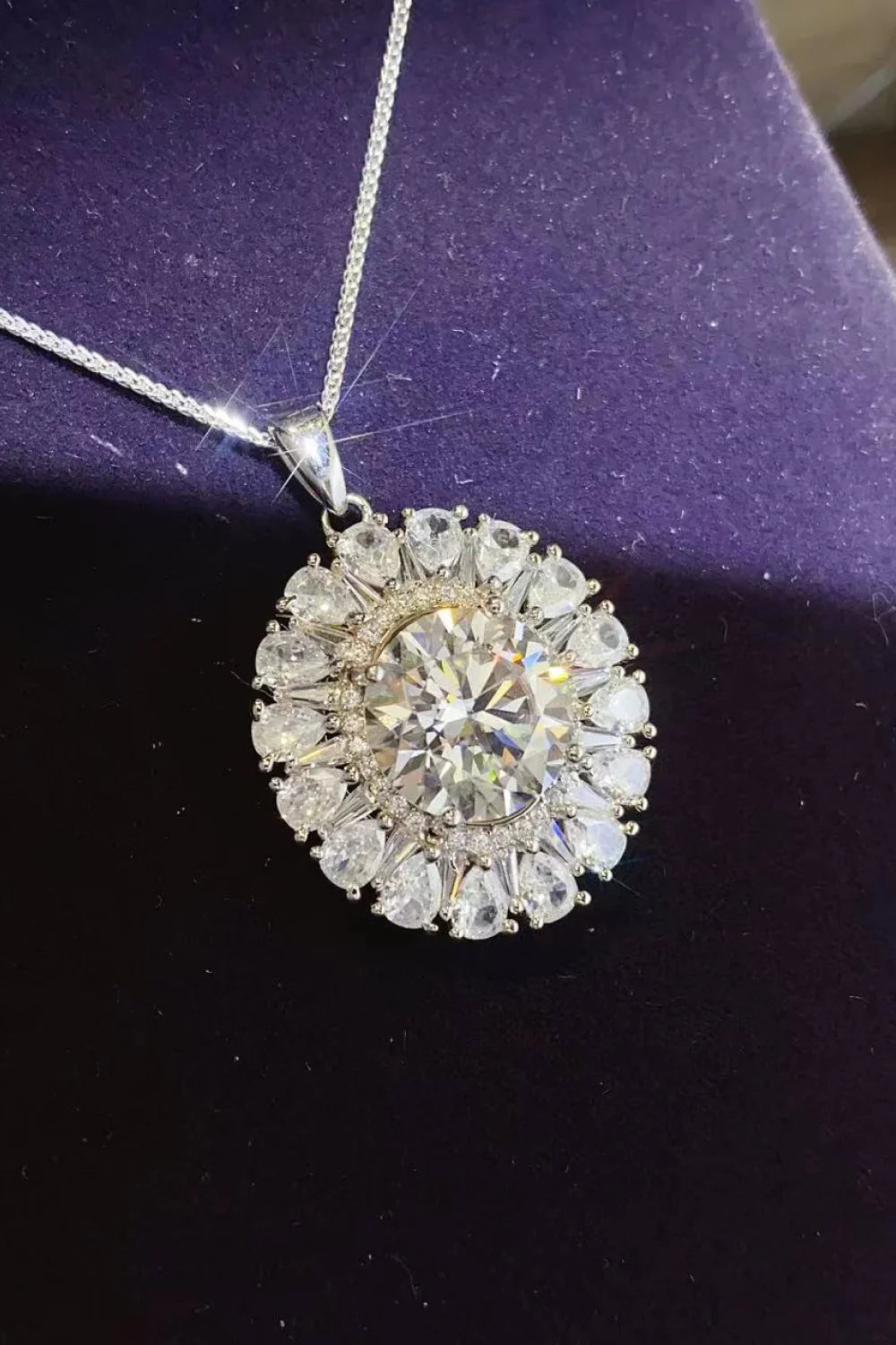 5 Carat Moissanite Platinum-Plated Sterling Silver Necklace Velanci