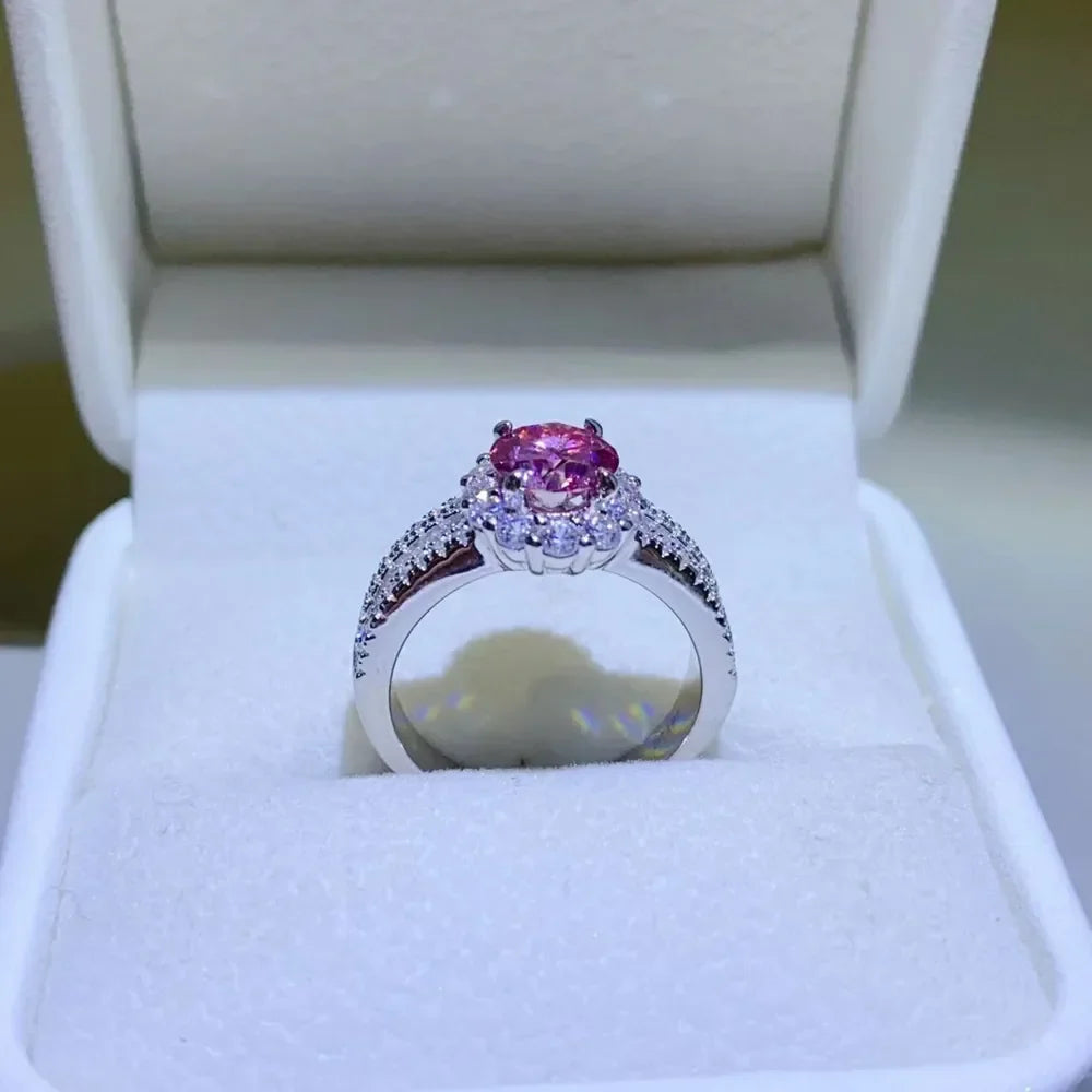 Ring Francesca - Sterling Silver Halo Moissanite Center Women's Ring Velanci