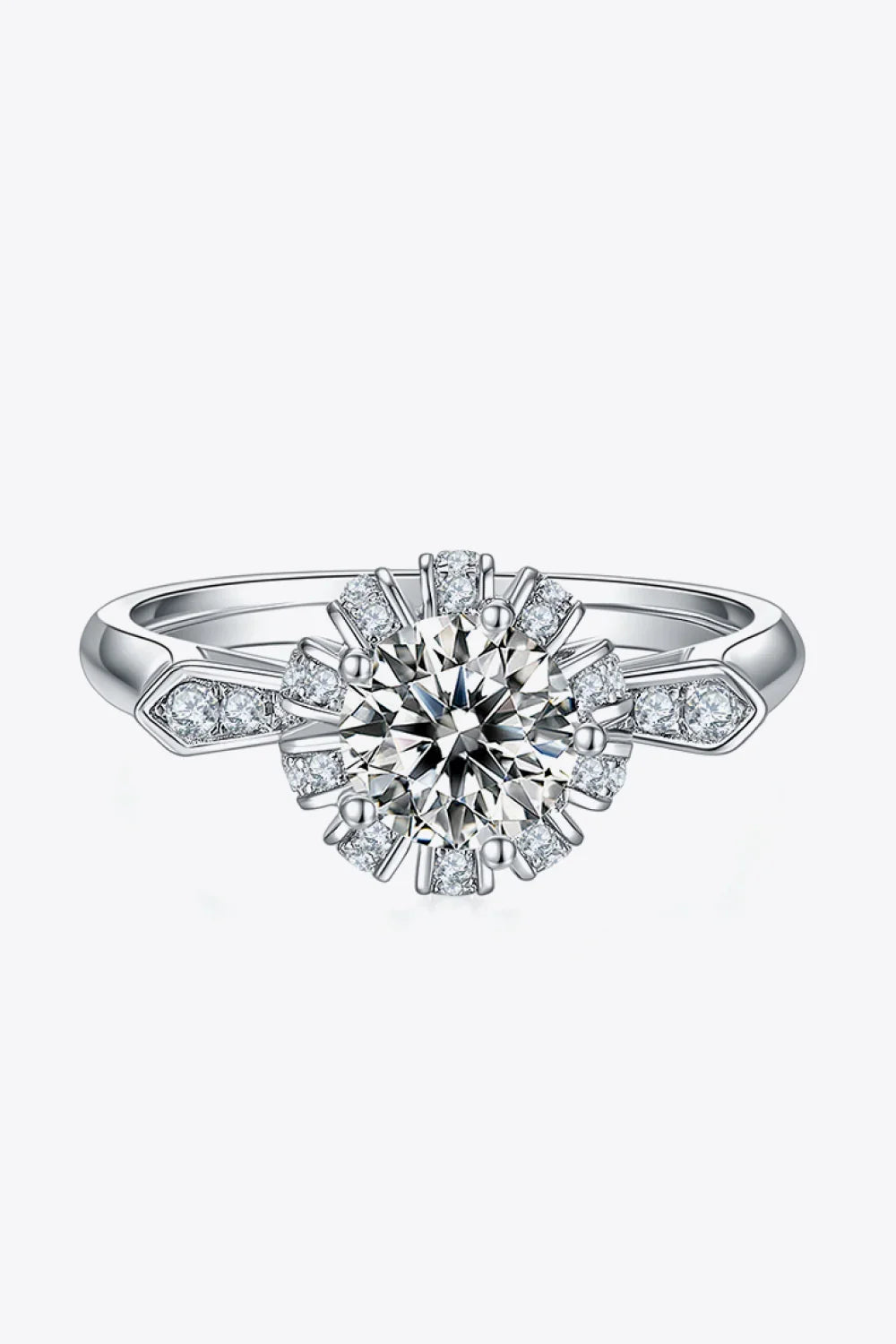 1 Carat Moissanite Platinum-Plated Ring Elena - Subtle Shine Women's Ring Velanci