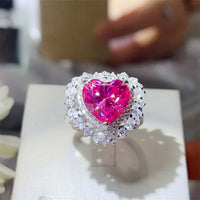 Ring Isabella - 5 Carat Moissanite Heart Glow Silver Women's Ring Velanci