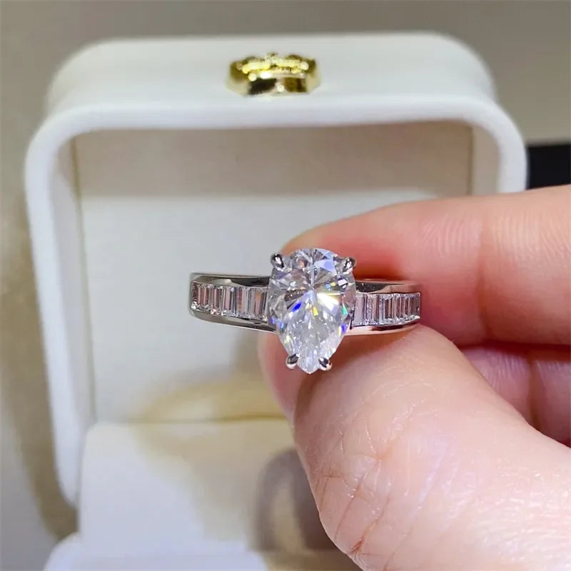 Sterling Silver 3 Carat Moissanite Ring Bianca - Brilliance Women's Ring Velanci