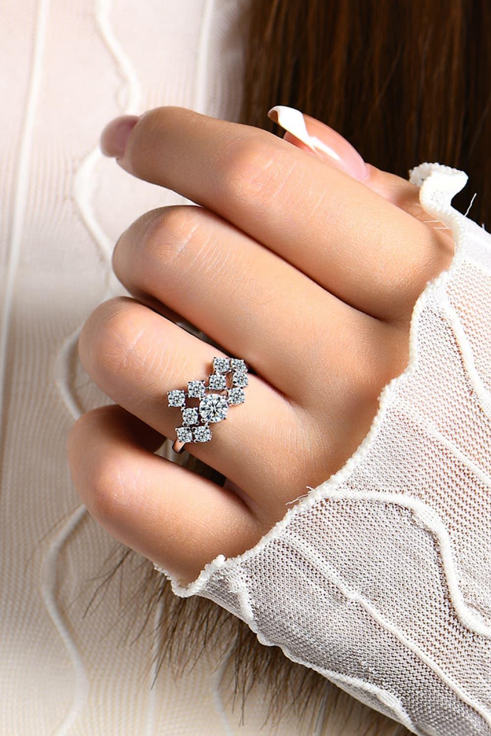 Moissanite Ring Alessia - 1.2 Carat Sterling Silver Halo Women's Ring Velanci