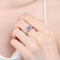 Moissanite Ring Ginevra - 1 Carat Flower-Cross Halo Women's Ring Velanci