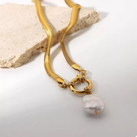 Gold-Plated Freshwater Pearl Pendant Necklace - Elegant Velanci