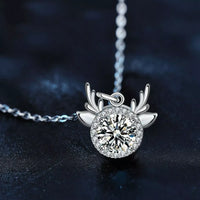 1 Carat Moissanite Deer Antler Necklace - Halo Setting Velanci
