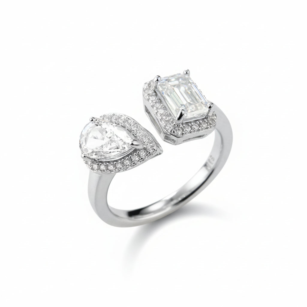 1-ct Moissanite Ring Bianca - Platinum-Plated D Color VVS1 Women's Ring Velanci