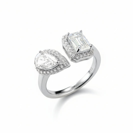 1-ct Moissanite Ring Bianca - Platinum-Plated D Color VVS1 Women's Ring Velanci