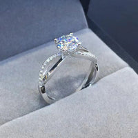 Sterling Silver 2Ct Moissanite Crisscross Ring Lina - Gleam Women's Ring Velanci