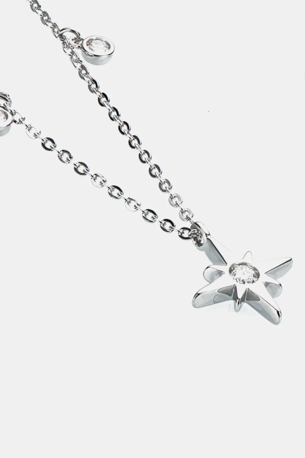 Moissanite North Star Pendant Necklace - Sterling Silver Velanci