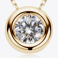 1 Carat Moissanite Pendant Necklace - Bezel Sterling Silver Velanci
