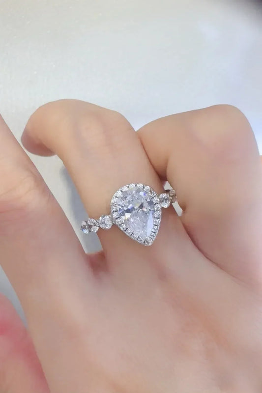 2 Carat Moissanite Sterling Silver Ring Giulia - Halo Spark Women's Ring Velanci