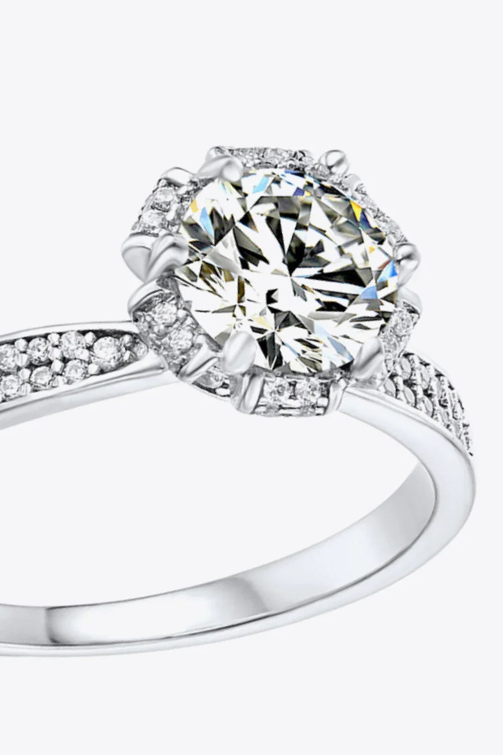 1 Carat Moissanite Ring Giulia - Halo Pave Band Shine Women's Ring Velanci
