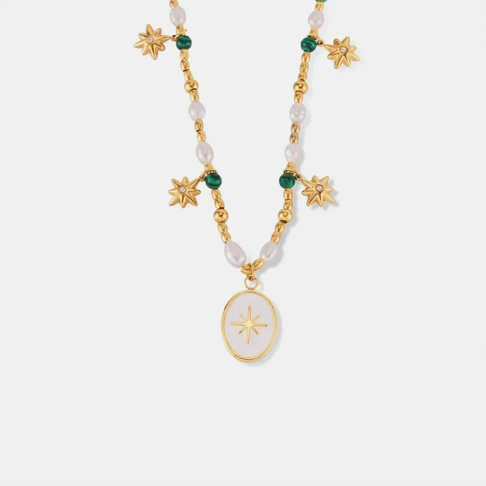 Freshwater Pearl Oval Pendant Necklace - Coastal Elegance Velanci