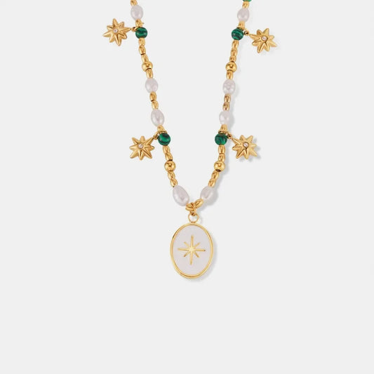 Freshwater Pearl Oval Pendant Necklace - Coastal Elegance Velanci