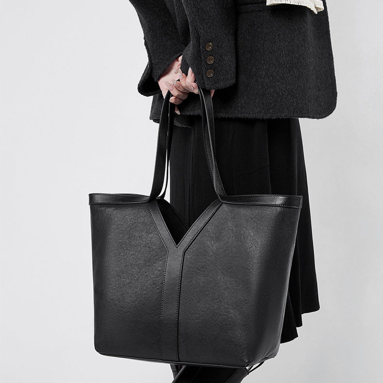 Korean Style Autumn Luxe Leather Tote Bag