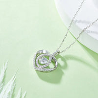 Moissanite Heart Necklace - Sterling Silver Halo Pave Velanci